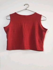 Red Sleeveless Crop Top
