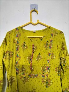 Yellow Embellished Kurta