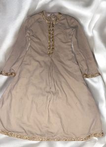 Beige Gotta Work Full Sleeve Anarkali Kurta