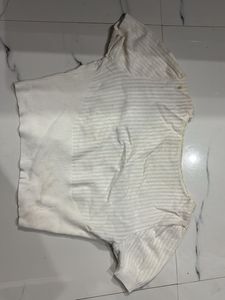 White Button-Down Knit Top