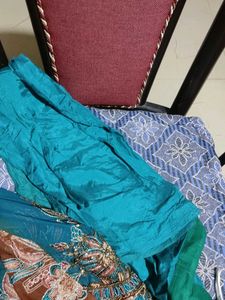 Brown &amp; Teal Embroidered Suit Set