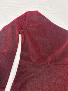 Maroon one shoulder partywear Dress