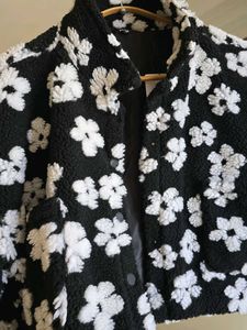 WESTSIDE Floral Print Faux Fur Jacket