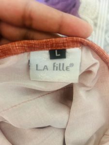 Chic Rust Orange Layered Cold Shoulder Top – Size