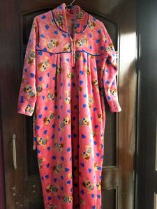 Fleece Cute Bear Print Nighty