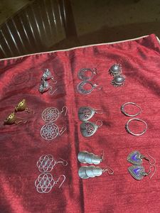 Oxidized Silver Boho Earrings Bundle