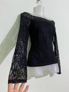 Black Lace Off Shoulder Top