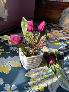 Set Of 1 Artificial Tulip Pink! With3 Xtra Flowers