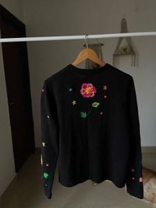 BEREK BLACK FLORAL Hand Embroidered Sweater
