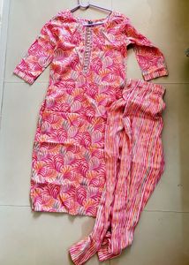 Pink Printed Kurta Set