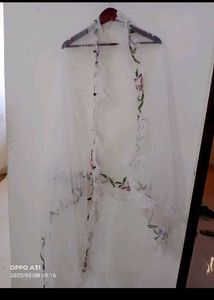 Partywear Pakistani Suit With Ruffled Dupatta