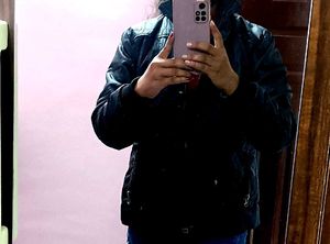WOMEN SOLID BLACK PUFFER JACKET (SIZE-S)