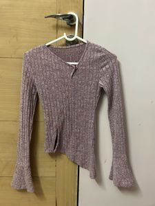 Ribbed Knit Asymmetric Top