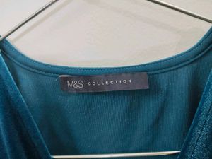 Casual Blue Velvet Textured Top.