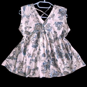Cotton V-neck Short Kurti