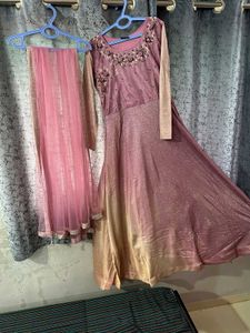 Elegant Mauve Embroidered Dress