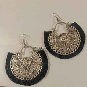 Silver and black earrings