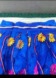Blue with Pink Pattu Pavadai Set