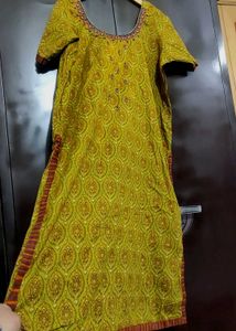 Olive Printed Plazo Suit With Dupatta 42 Bust