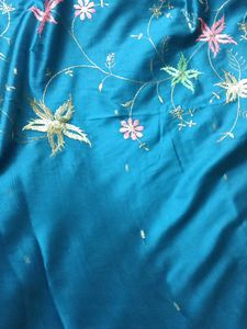 Teal Embroidered Dress Material