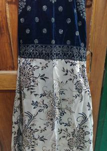 Navy Velvet Embellished Dress