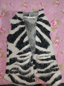 Zebra Print Fuzzy Cardigan