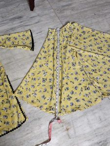 Floral  circular plazo with Pakistani sleeve