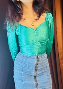 Denim Skirt And Top Combo