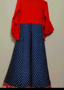 Red🔴 Blue🔵 Polka Dots Dress For 12- 14 Year Girl