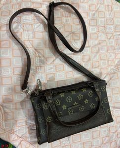 2 Set Of Sling Bags - Brown Patterned Crossbody Ba