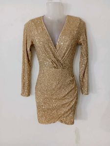 Sparkling Gold Sequin Party Dress