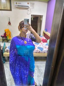 Rajasthani Tie Die Saree And Banarasi Blouse Combo