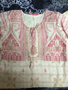 Pink And White Kurta Set