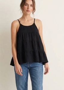 Elegant Black Tiered Korean Top