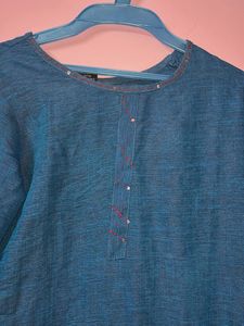 Blue Cotton Blend Kurti