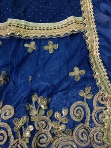 Nevy Blue Kurta With Lehenga And  Dupatta