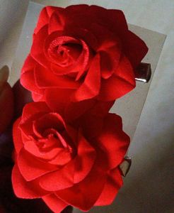 Red Rose Hair Clips