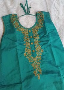 Green &amp; Gold Embroidered Kurti