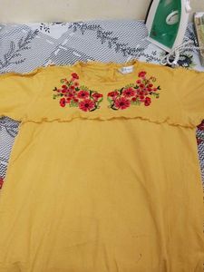 Cute Embroidered Yellow Top