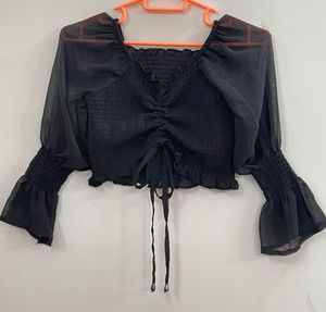Combo Deal: Black Crop Top &amp; Denim Skirt