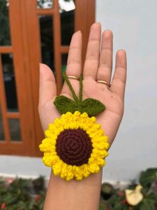 Crochet Sunflower Keychain Charm