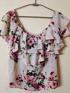 Beautiful Floral Print Off Shoulder Top