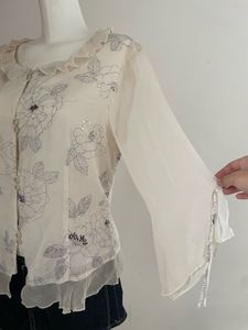 Floral Print Sheer Blouse