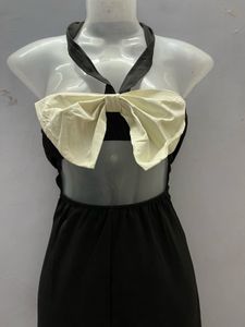 Korean Sexy Sleeveless Black Bow Dress