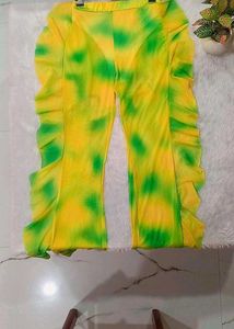 Rare Fluorescent shades mesh Ruffle Flare Pants