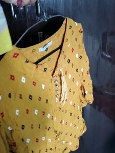 Mustard Printed Top