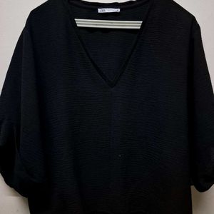 Zara Black V-Neck Blouse