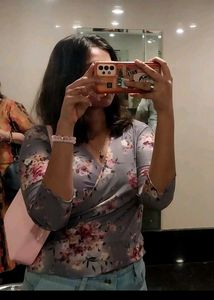 Floral Print Wrap Top