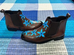 Hand Painted Leather Chelsea Boots