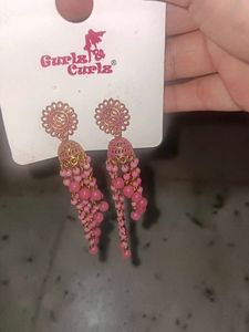 Pink Jhumka Earrings